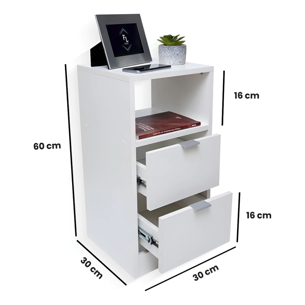Kit Mesa Cabeceira 60cm De Altura 2 Gavetas Mdf 100% Montada